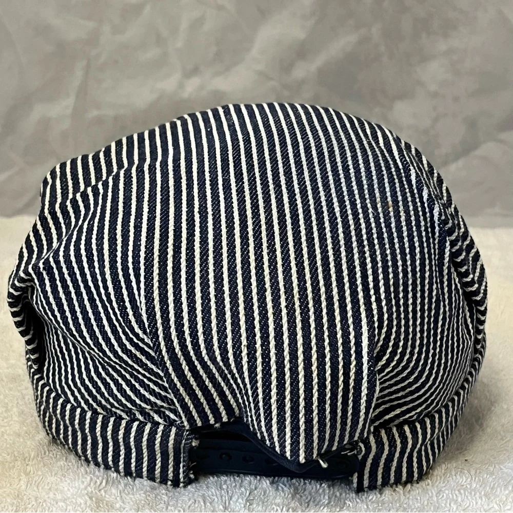 Striped Conductor Hat with Royal Gorge Route Railroad Cap Embroidered Patch
